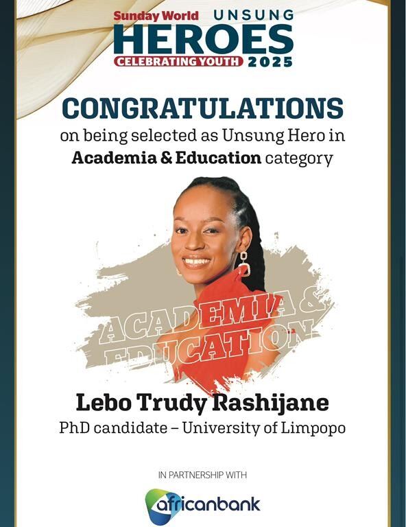 Ms. L. T. Rashijane (Ph.D student) was recognized in the Sunday world unsung heroes list, 2025.