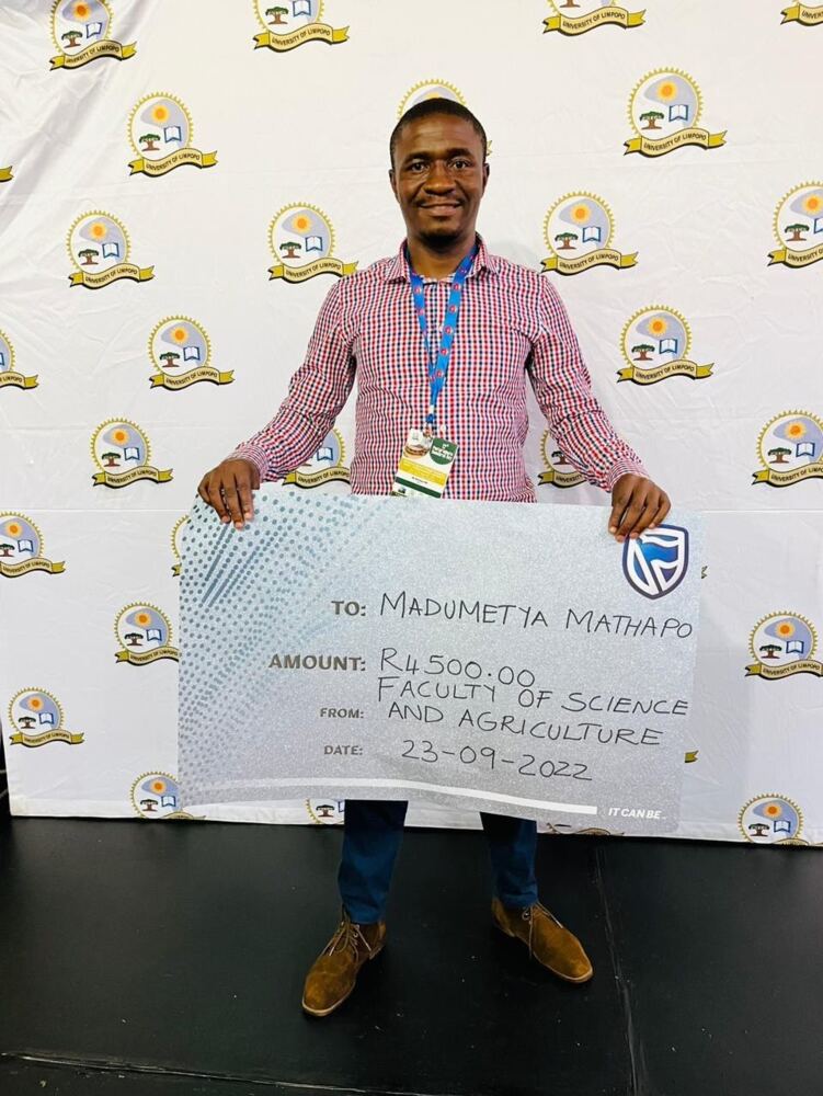 Mr. M.C. Mathapo (Ph.D student) was awarded 3rd Best Oral Presenter (PhD Category) at the 12th Faculty of Science and Agriculture Research Day, University of Limpopo, 2022.